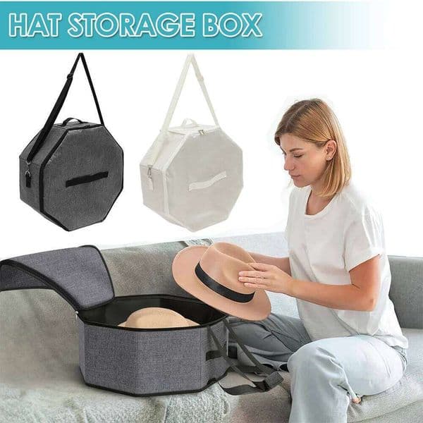 Bag Oxford Cloth Dustproof Cowboy Hat Box with Metal Hook and Handle Portable Travel Large Capacity Cap Organizer 26H0111