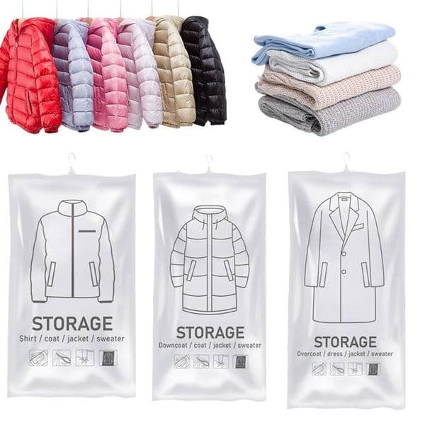 Bestseller 1-6PCS Hanging Vacuum Storage Bag Space Saving Wardrobe Compressed Seal Bags for Suits Dress Coats Jackets Closet Organizer ddmytues