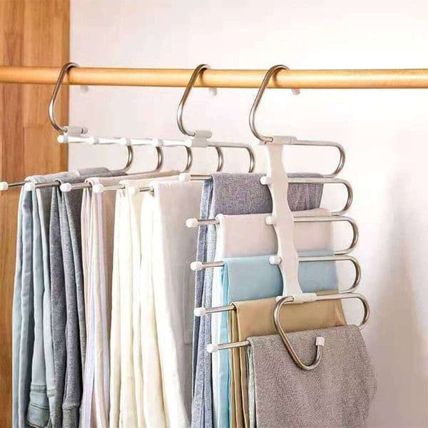 Stainless Steel Retractable Trouser Folding Multi-functional Multi-layer Hanger Home Storage Clothes Drying Rack 26H0111