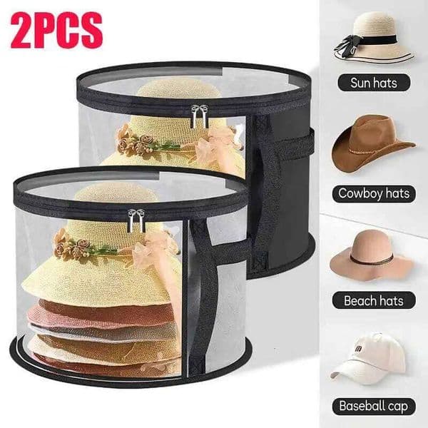Hats Bucket Box Dustproof Case Large Capacity Sundries Organizers Round Foldable Brim Hat Storage Bags 26H0111