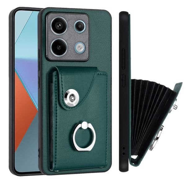 Leather Phone Case For Xiaomi 15 14T POCO C75 X7 F7 Redmi 14C 14R Note 14 13 Pro Plus Ultra 4G 5G Card Slot Holder Ring Back Cover