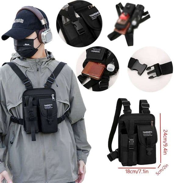 Tactical for Men, Chest Rig, Can Be Used as Work Clothes, Running Small Backpack, Sports Outdoor Travel Vest Bag
