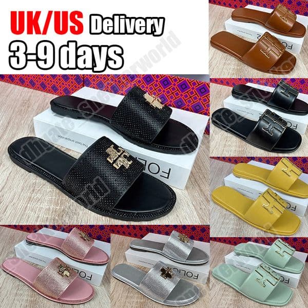 Designer Sandals Women TB Slides Fashion Summer Beach Casual Sandals Genuine leather Luxury Slippers Flat with diamonds Sandals black white pink size 36-42