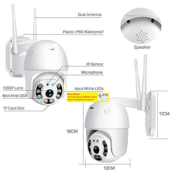 V380 1080P Security Camera WIFI Outdoor PTZ Speed Dome Wireless IP Camera CCTV Pan Tilt 4XZoom IR Network Surveillance P2P CAM LL