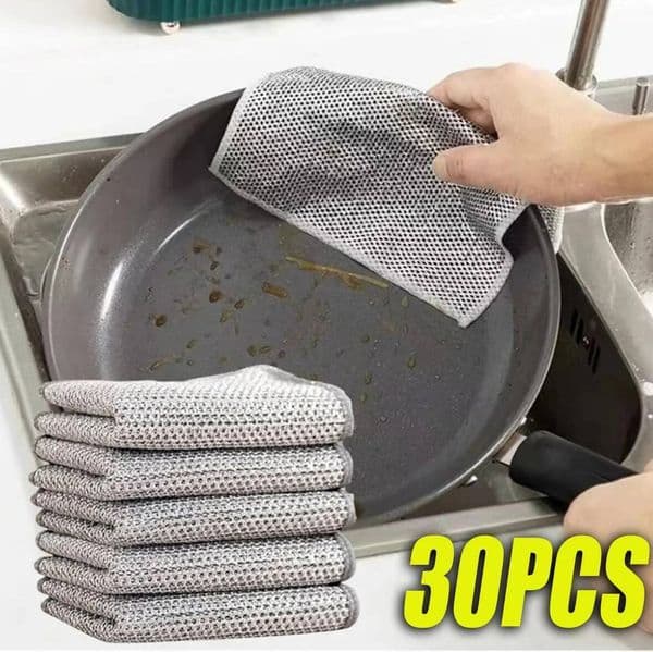 Bestseller 30/10pcsMagic Cleaning Cloth Thickened Double -sided Metal Steel Wire Rags Kitchen Dish Pot Washdishing Cloths Towel Clean Tools ddmytues