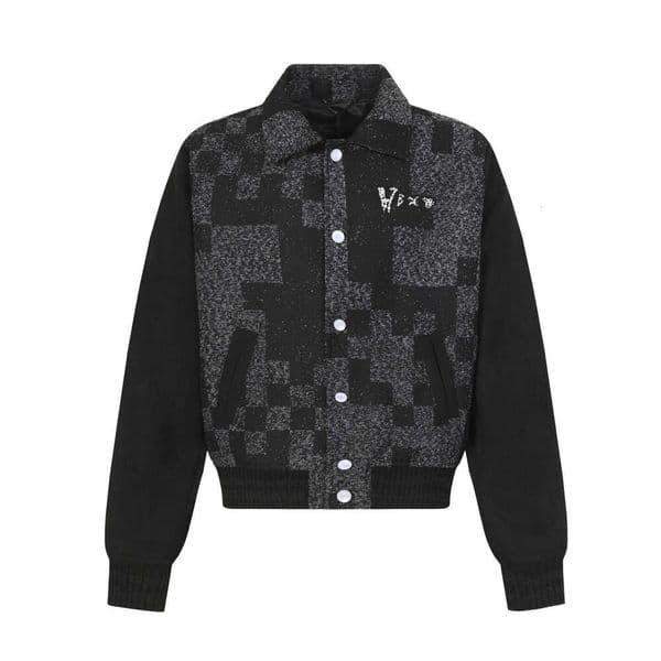 Designer Correct Version Lujia 2025Ss Beaded Checkerboard Baseball Unisex Loose Fit Jacket Manufacturer Direct Sale 96e4