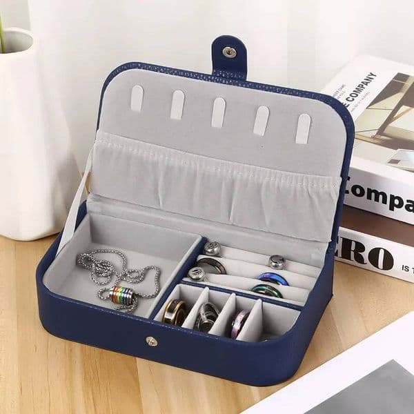 Portable Box Organizer Display Travel Jewelry Case Boxes Button Pu Leather Storage Zipper Jewelers Packaging