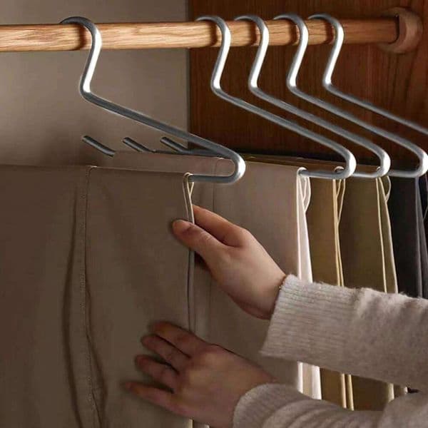 5pcs Space Aluminum Goose Shape Pants Hangers Elegant Opening Design Non-Slip No Crease for Home Travel Wardrobe Organization 26H0111