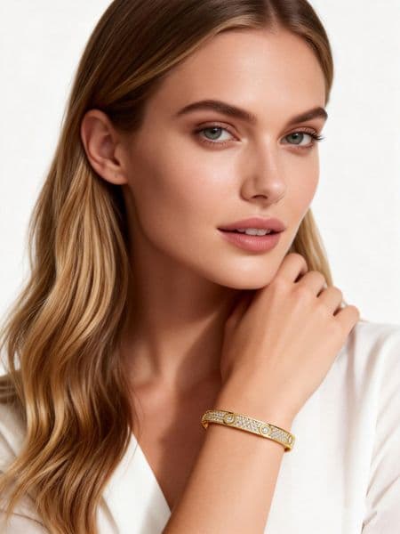 European And American Hot-Selling Full Zirconia Round Diamond Bracelet For Women, Light Luxury Elegant Round Bracelet, Cross-Border Hot-Selling Direct From B5