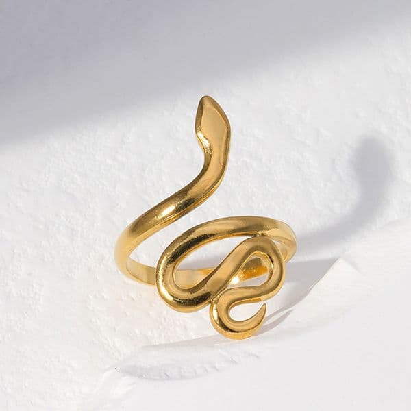 Cross-Border European and American Style Stainless for Women, Unique Niche Snake-Shaped Open Ring, Vintage Fashion Titanium Steel Ring Wholesale