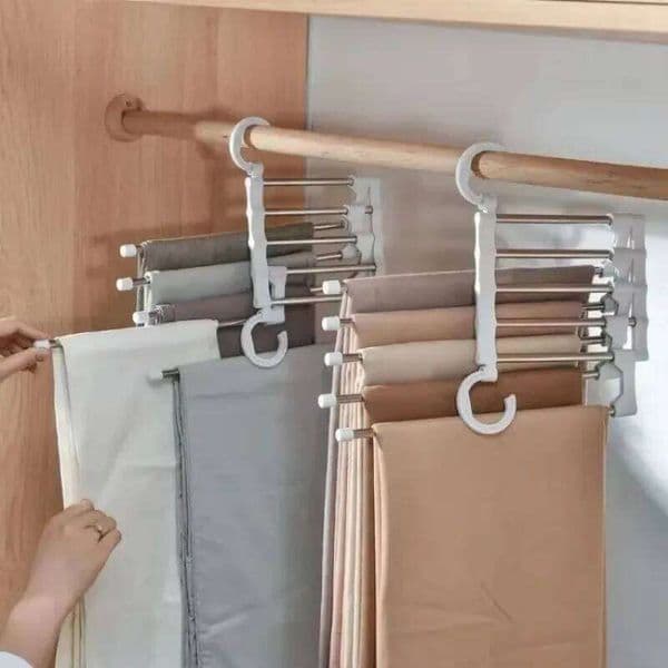Folding Rack Home Pants Multi-layer Magic Seamless Clip Wardrobe Storage Supplies 5-in-1 Trousers Hanger 26H0111