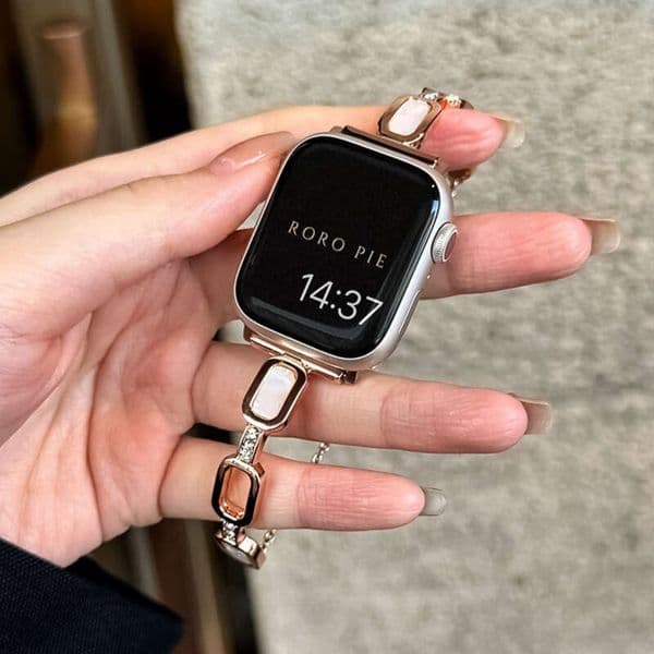 Compatible with iWatch Universal Apple O-Type Marble Metal Bracelet Watch Band