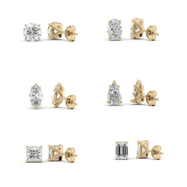 Factory Customize 14k Gold AU585 Lab Diamond DEF VVS VS 3EX Cut Fancy Shape Lab Grown Diamond Fine Stud Earrings with IGI
