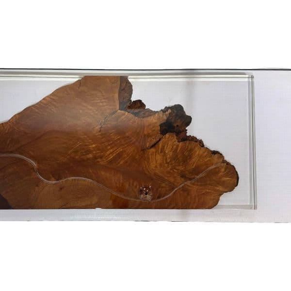 Black walnut wood tea tray, bright, transparent resin, long table