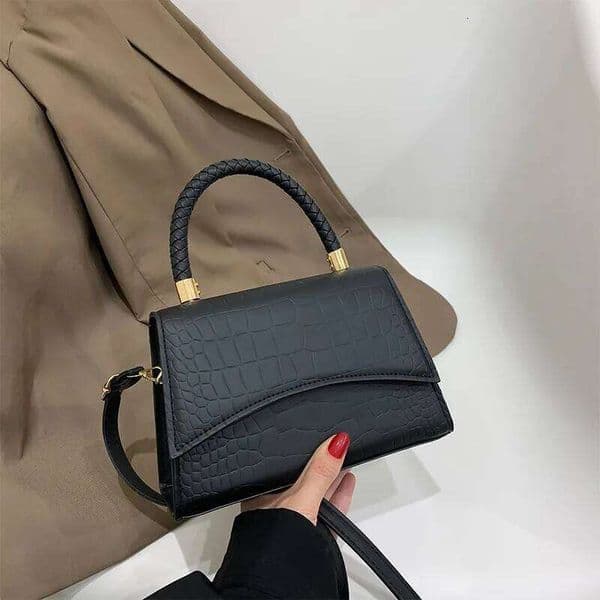Solid Color Pu Leather Shoulder Bag Fashion Designer Small Handbag Top Handle For Women Luxury Pattern Crossbody Bags Purse