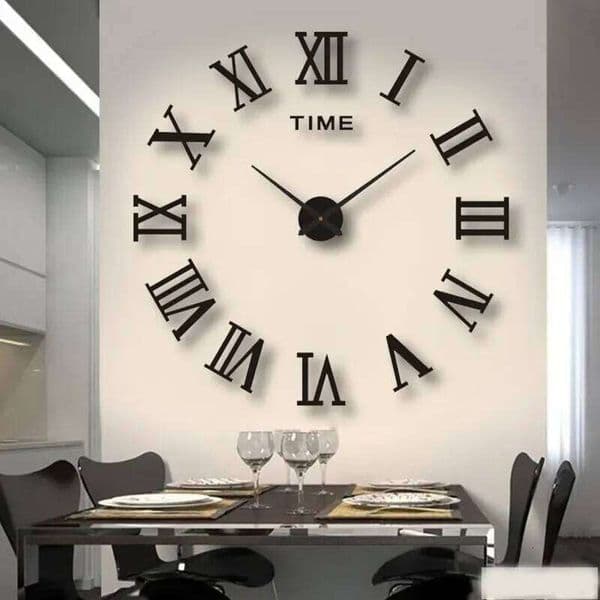 3D Acrylic Digital Roman Numerals Design Mirror Fashion Large Round Wall Clock DIY Self Adhesive Clocks 26H0113