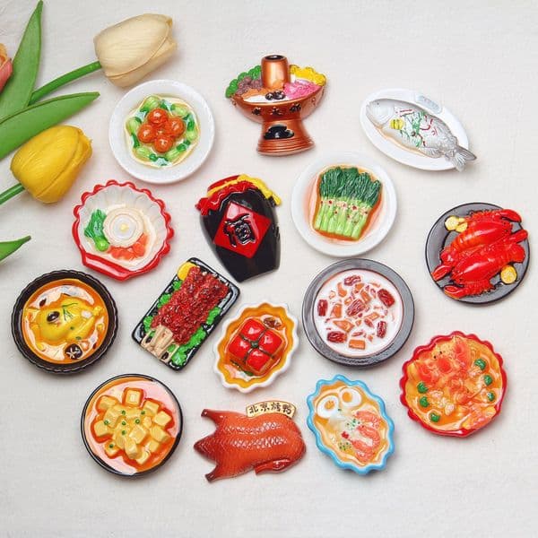 Chinese Style Cultural Refrigerator Resin Decoration 3D Creative Simulation Ornament Food Play with Magnet