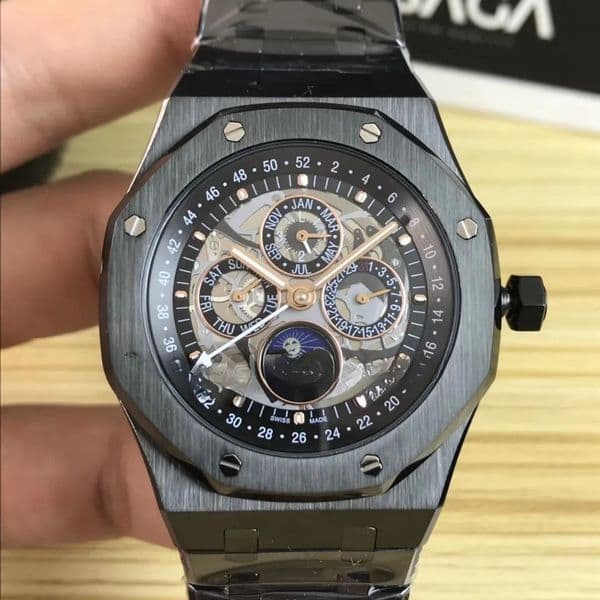 Top Fashion Automatic Mechanical Self Winding Watch Men Silver Gold Black Dial 42mm Sapphire Glass Day Date Moon Phase Wristwatch Stainless Steel Band Clock 3276