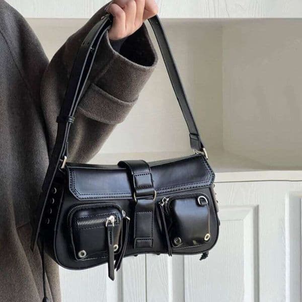 Gothic Punk Cool Women's Underarm Bag Girls Shoulder Crossbody Bags Fashion Design PU Leather Female Vintage Small Handbags Tote