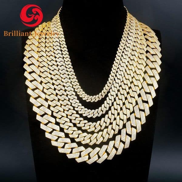 100Pass Tester VVS Moissanite Diamond 925 Silver Necklace Chain Iced Cuban Bracelet