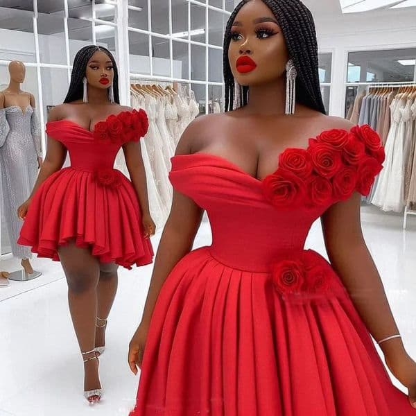 Sexy Handmade Flowers Prom Dresses 2026 Off The Shoulder Draped A Line Plus Size Homecoming Party Gowns Girls Short Birthday Dress Robe De Soiree