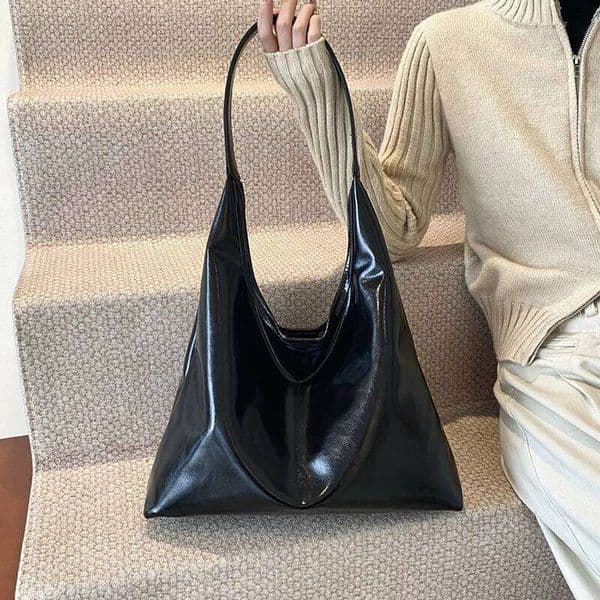 Trendy Wine Red Hobo Vintage Large Capacity Underarm Single Simple Shoulder Bag Commute Women Tote
