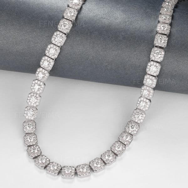 10mm/12mm Moissanite Chain Jewelry Rock Sugar Necklace 925 Silver