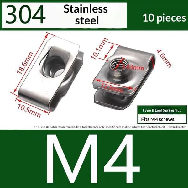 Customizable Leaf Spring Nuts - M4-M10 Sizes, 304 Stainless/65 Manganese Steel Power Tool Parts