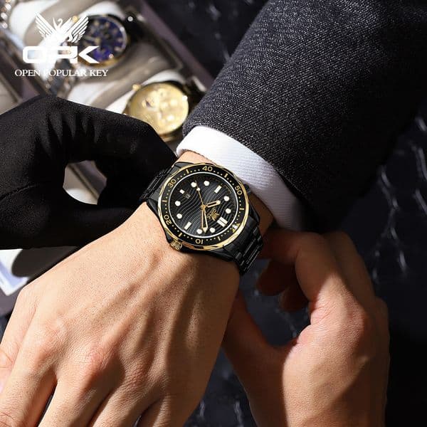 New OPK brand luminous steel strap quartz watch fashionable men's business steel watch popular European and American casual men's watch