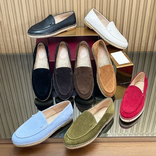 New Women Loafer Designer Espadrille Mule Straw Woven Sandals Suede Leather Sneaker Espadrilles Dress Shoes Fashion Slide 1034
