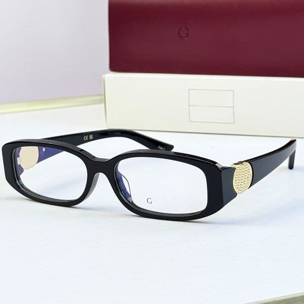 Designer Rectangle Sunglasses for Women Black Acetate Clear Lenses Reading Glasses Metal Icon on Temple Y2K Luxury Brand Daily Outfit work Glasses GG 1661