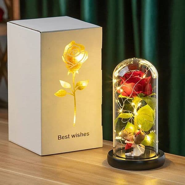Eternal Rose Flowers Artificial Foil in Glass Glow Immortal Flower LED Roses Lamp Flores Eternas Valentine's Day Gift designer luxury Valentine's Day