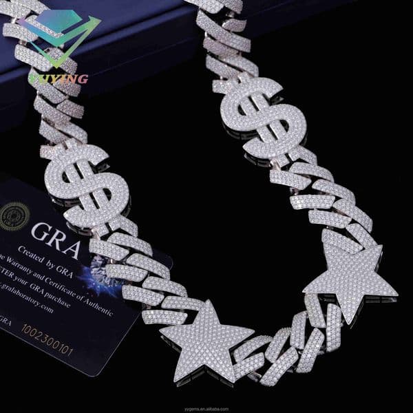 Made Cuban Link Chain With Necklaces GRA Moissanite 925 Sterling Silver Gold Plate Fine Jewelry