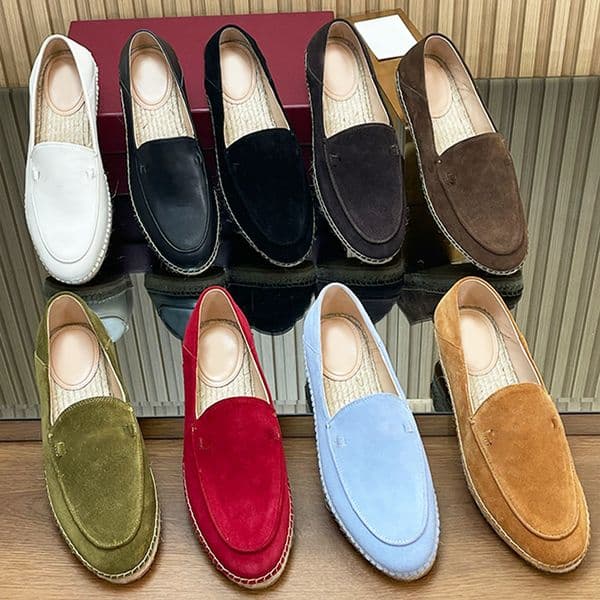 Women Loafers Designer Espadrille Mule Straw Woven Sneaker Suede Leather Canvas Shoes Espadrilles Dress Shoes Fashion Slipper Slide 1034