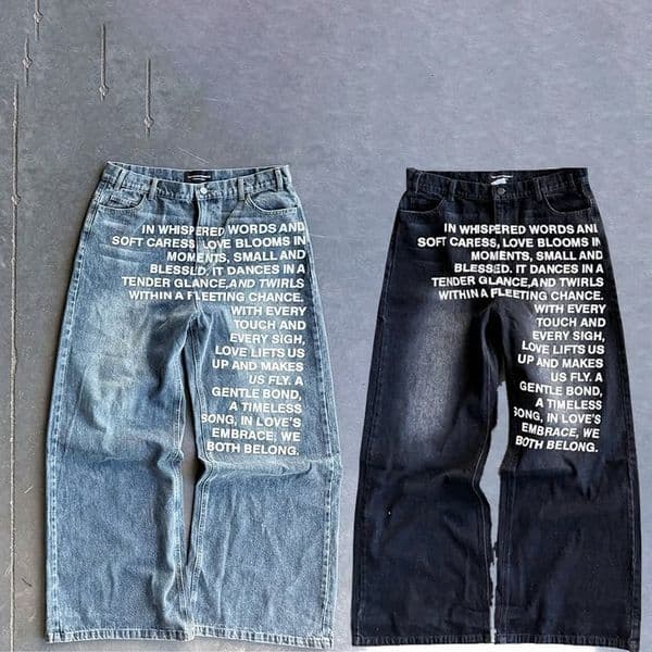 Luxury Brand Designer Clothes Foreign Trade American Y2k Retro Hip-Hop Street Washed Letter Print Jeans For Men Russia