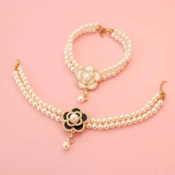 Valentine's Day Dog Cat Pearl Necklace Jewelry Diamond Pendant Adjustable Luxury Pet Collar Wedding Birthday Prom Costume Accessories 26H011