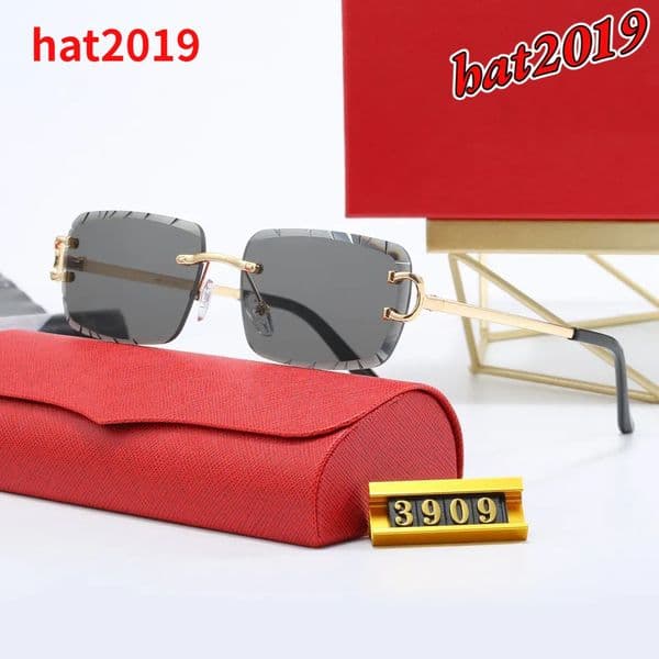 Cartr Polarized Luxury Designer Sunglasses - Leopard Head Decor Frameless Wooden Leg UV400 Sun Glasses, Men Women Brand Eyewear with Gift Box