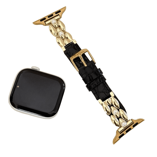 Pearl Leather Watch Bands For Apple Watch Straps 40 38 41 42 44 45 46 49mm Women Crocodile Pattern iwatch Wristband S11 S10 Correas