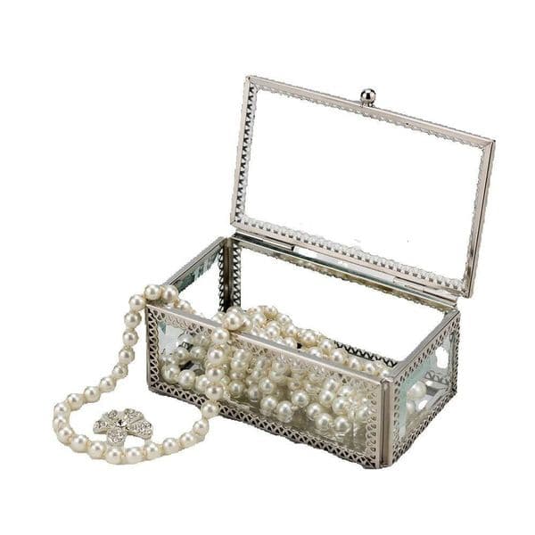 Amazon Cross-Border European Style Simple Jewelry Box Transparent Glass Storage Necklace Earrings Wedding Supplies Wholesale