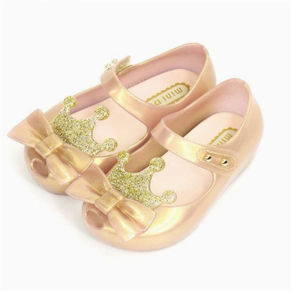 Kids Sandal Crown Bowknot Girls Shoes Pvc Princess Jelly Shoes Designer Childrens Beach Sandals Slippers Cute Toddle Baby Flat Shoes Soft Sole Footwear