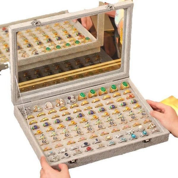 Factory Direct Large Capacity Hundred Ring Storage Box With Lid Transparent Display For Gold, Silver, Jade, And Jewelry Organization