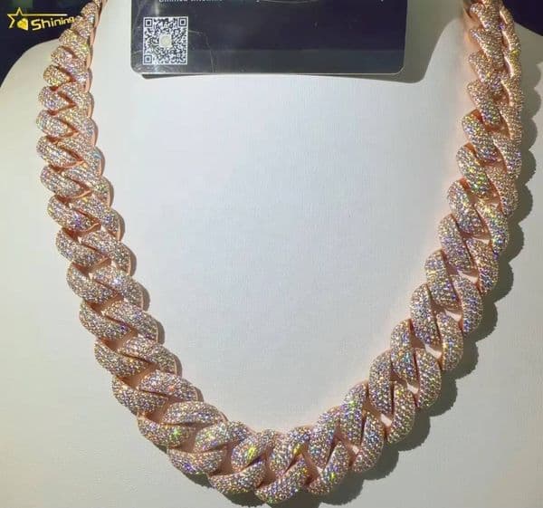 20MM D Color VVS Moissanite Diamond 925 Sterling Silver Iced Out Moissanite Fashion Jewelry Miami Cuban Link Chain Necklace