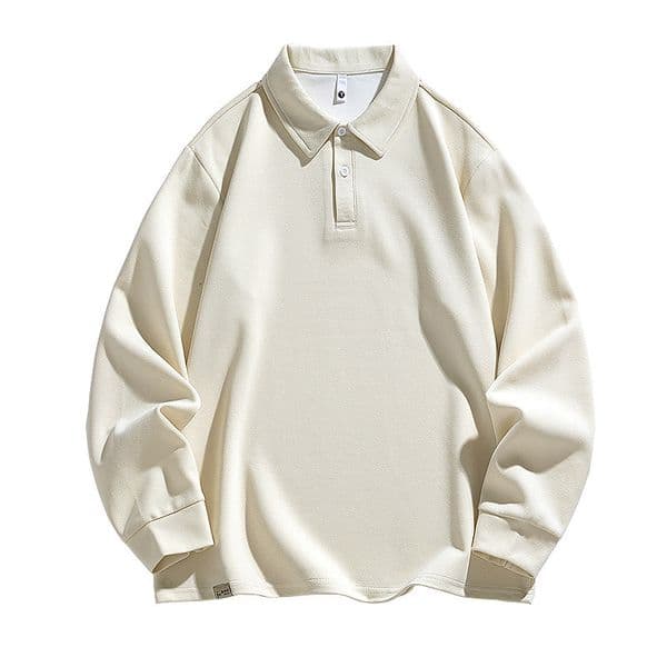 H381 Men Long-sleeved Autumn and Winter Heavy Loose Solid Lapel Youth Casual