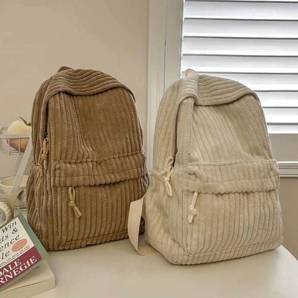 Bestseller Korean Style Corduroy Women's New Versatile Student Travel Backpack, Large Capacity Backpacks for Commuting ddmybear