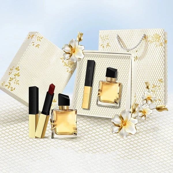 Little gold bar lipstick perfume set Makeup Set Collection Matte Lipstick 30ml Perfume 2 in 1 Cosmetic Kit with Gift Box for Women Top Quality