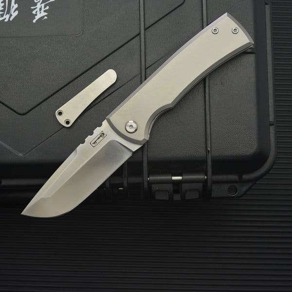 Limited Edition Chaves 229 Folding Knife 3.58" M390 Drop Point Blade, Titanium Handles