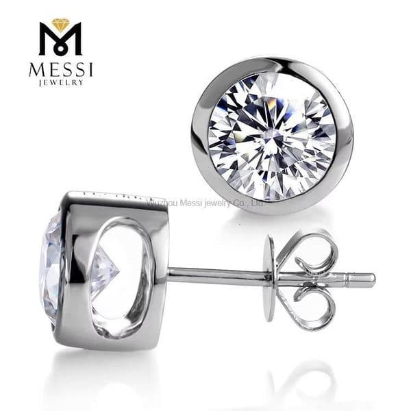 Messi Jewelry Lab Grown 10ct CVD HPHT Diamond Woman 18k 14k White Gold Lab Diamond Stud Earrings