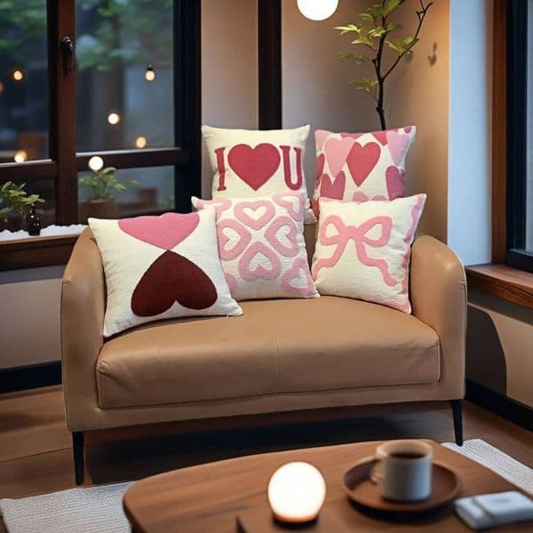 Valentine's Day Decorative Thickened Chenille Sofa 45X45cm Love Pillow
