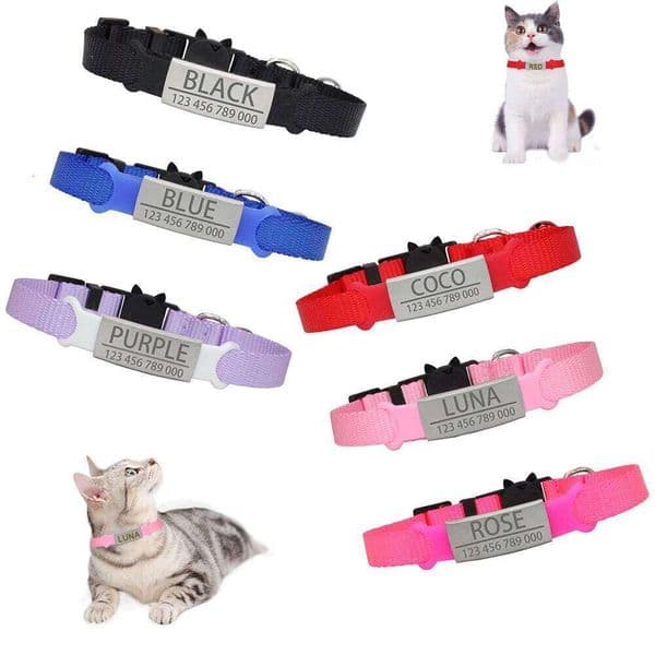 Customize Personalized ID Cat Collar Safety Breakaway Small Dog Engraving Cute Nylon Adjustable for Puppy Kittens Necklace 26H0117
