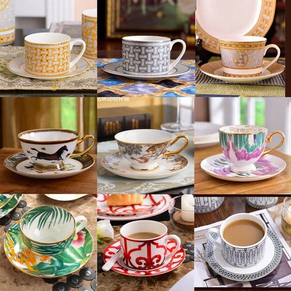 European coffee cup ceramic bone china set Western British tea set Teacup set British afternoon tea snack saucer cup saucer